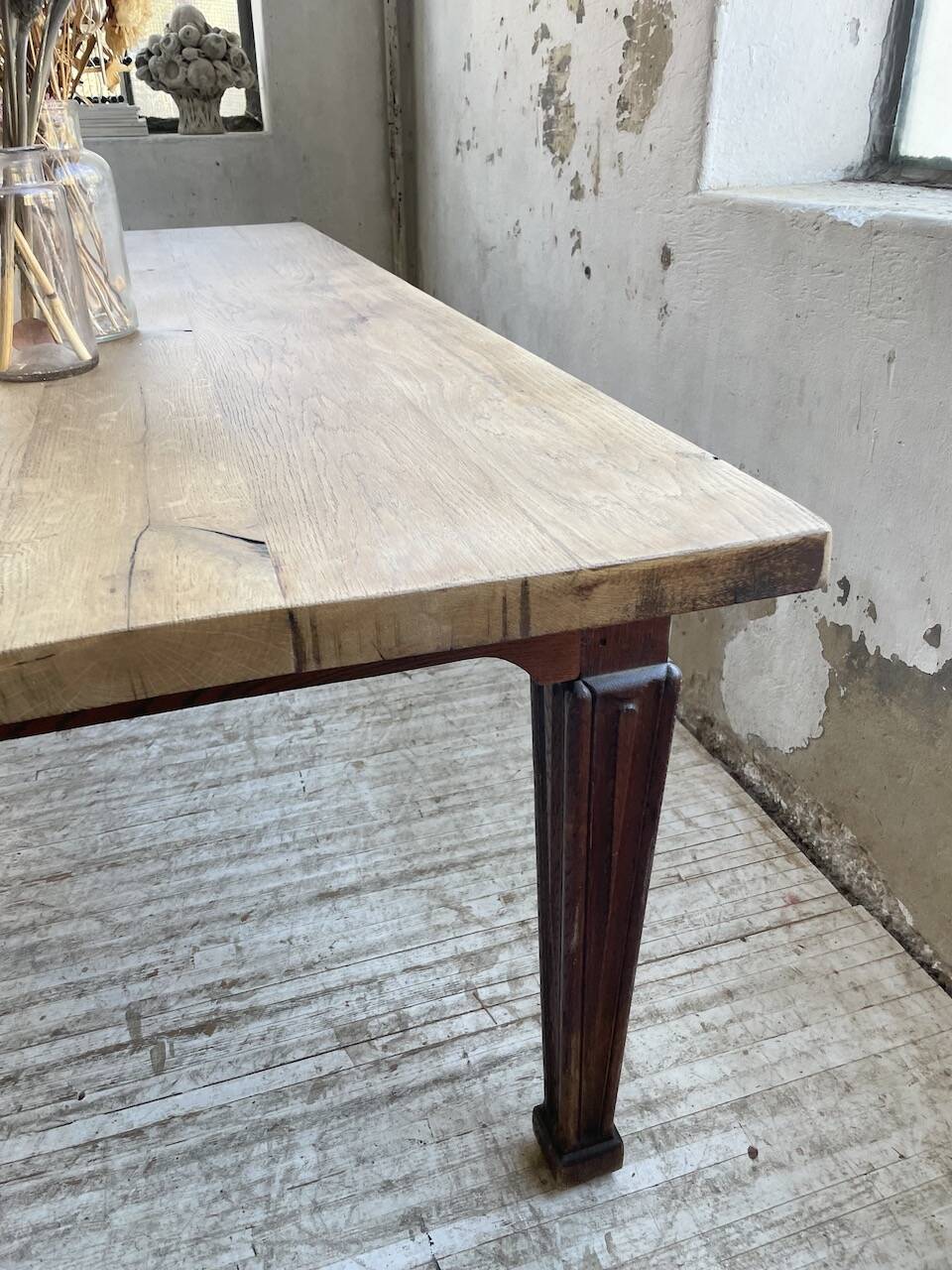 Solid oak farmhouse table 185cm
