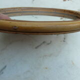 Miroir oval en bambou  années 60 - 37x29cm