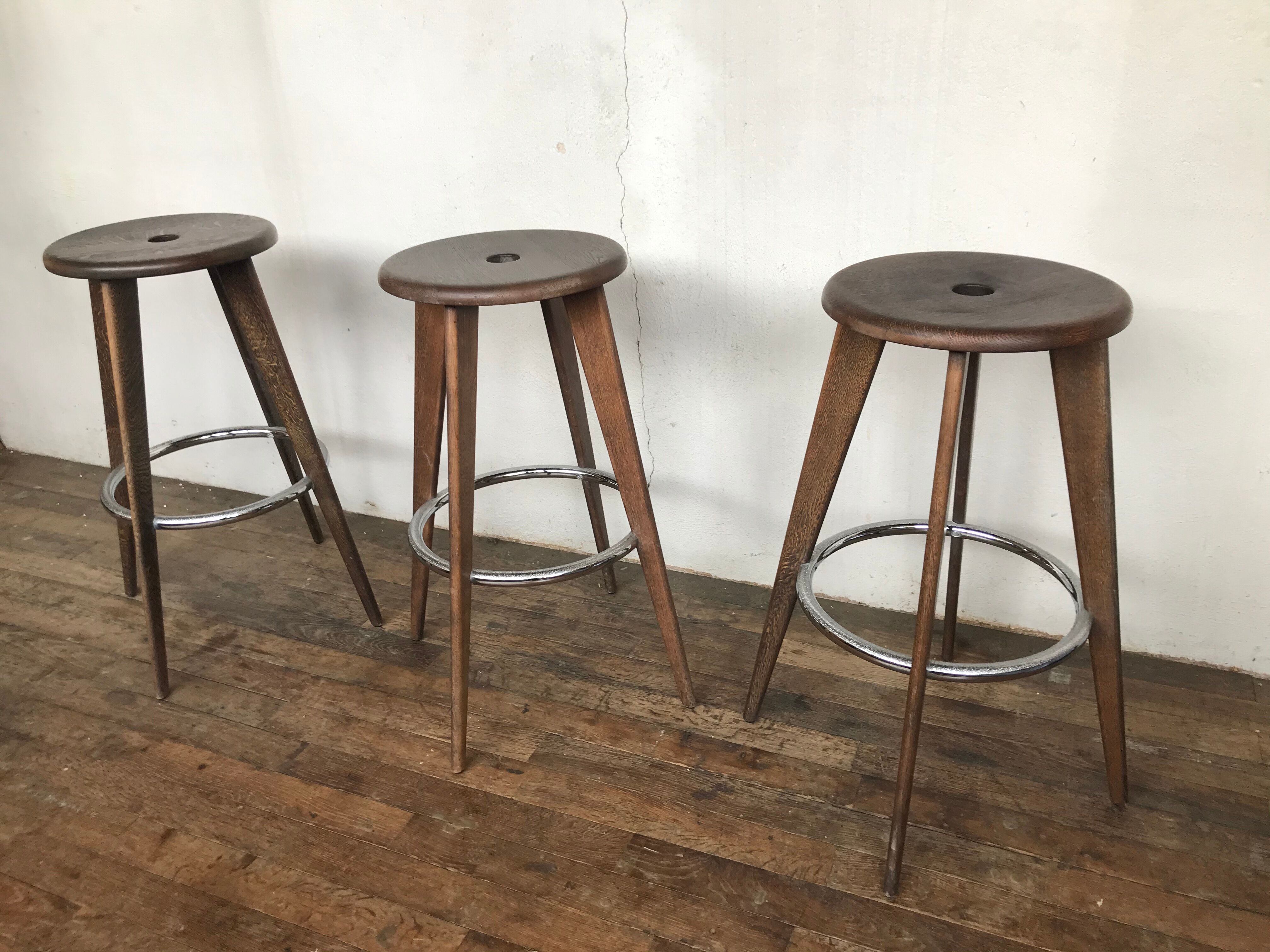 3 stools of bar design Jean Prouvé edition Vitra 2002