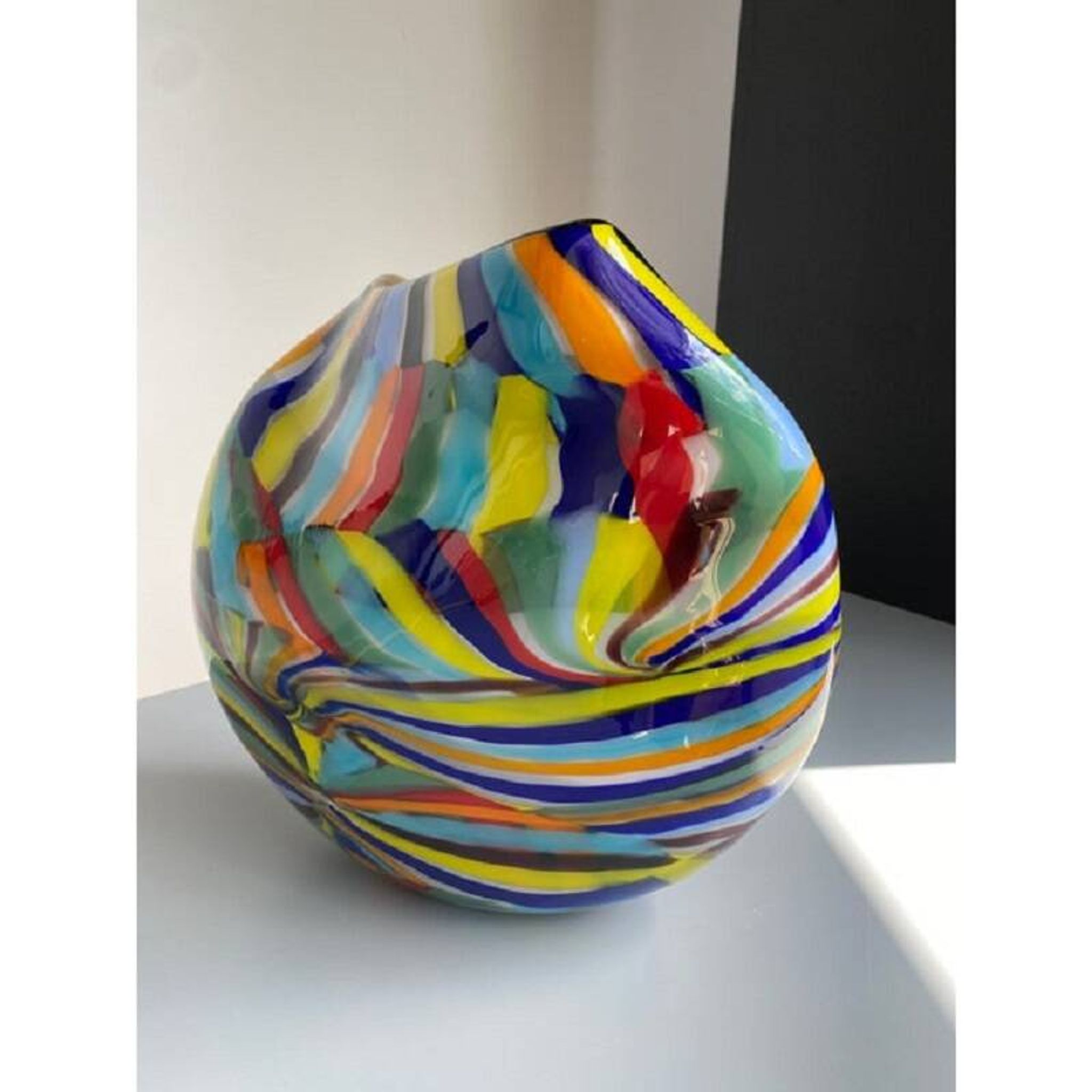 Modern multicolored vase in murano glass