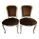 A pair of Louis XV style armchairs in wood and velvet fabrics