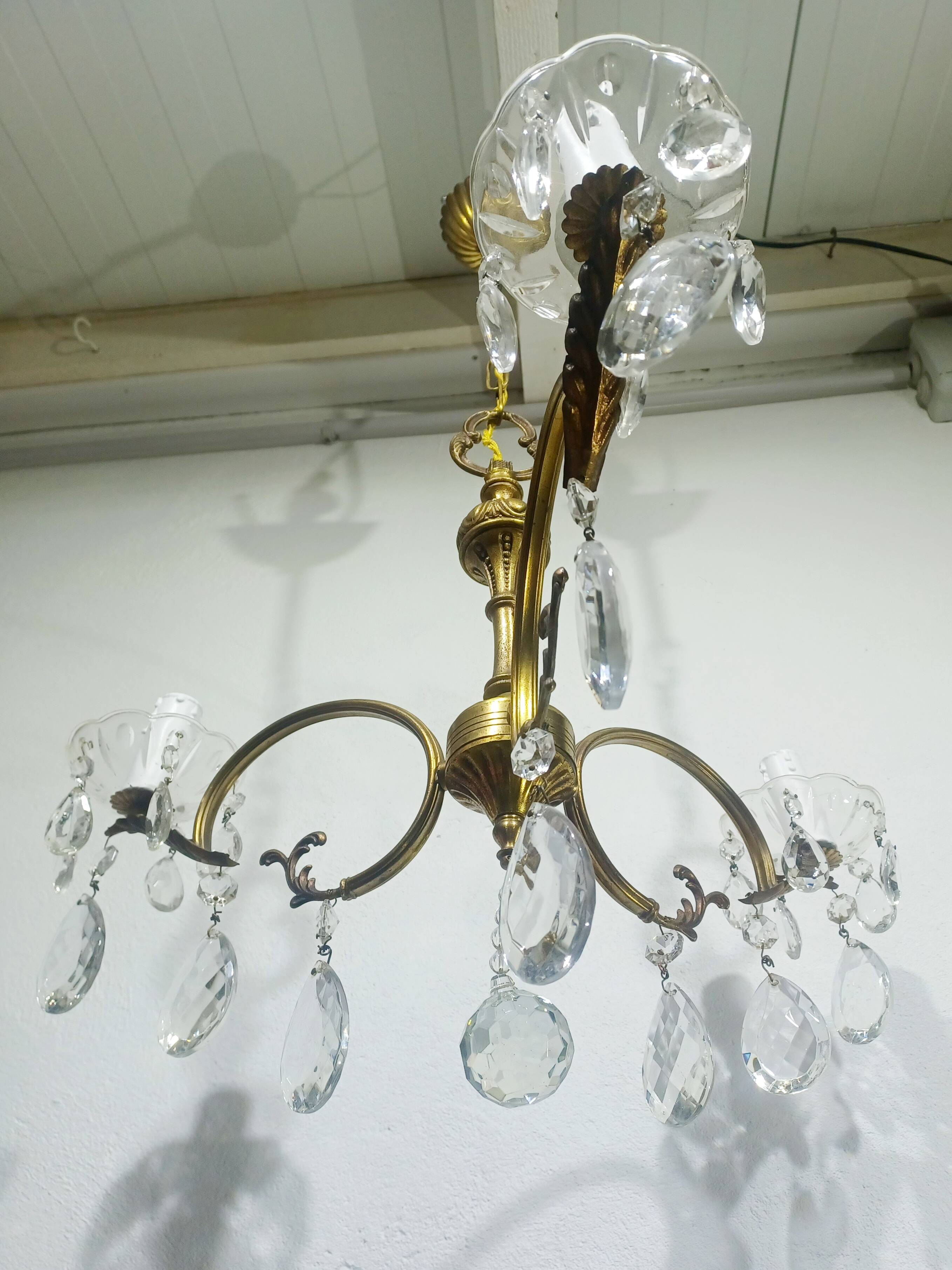 3-light bronze chandelier