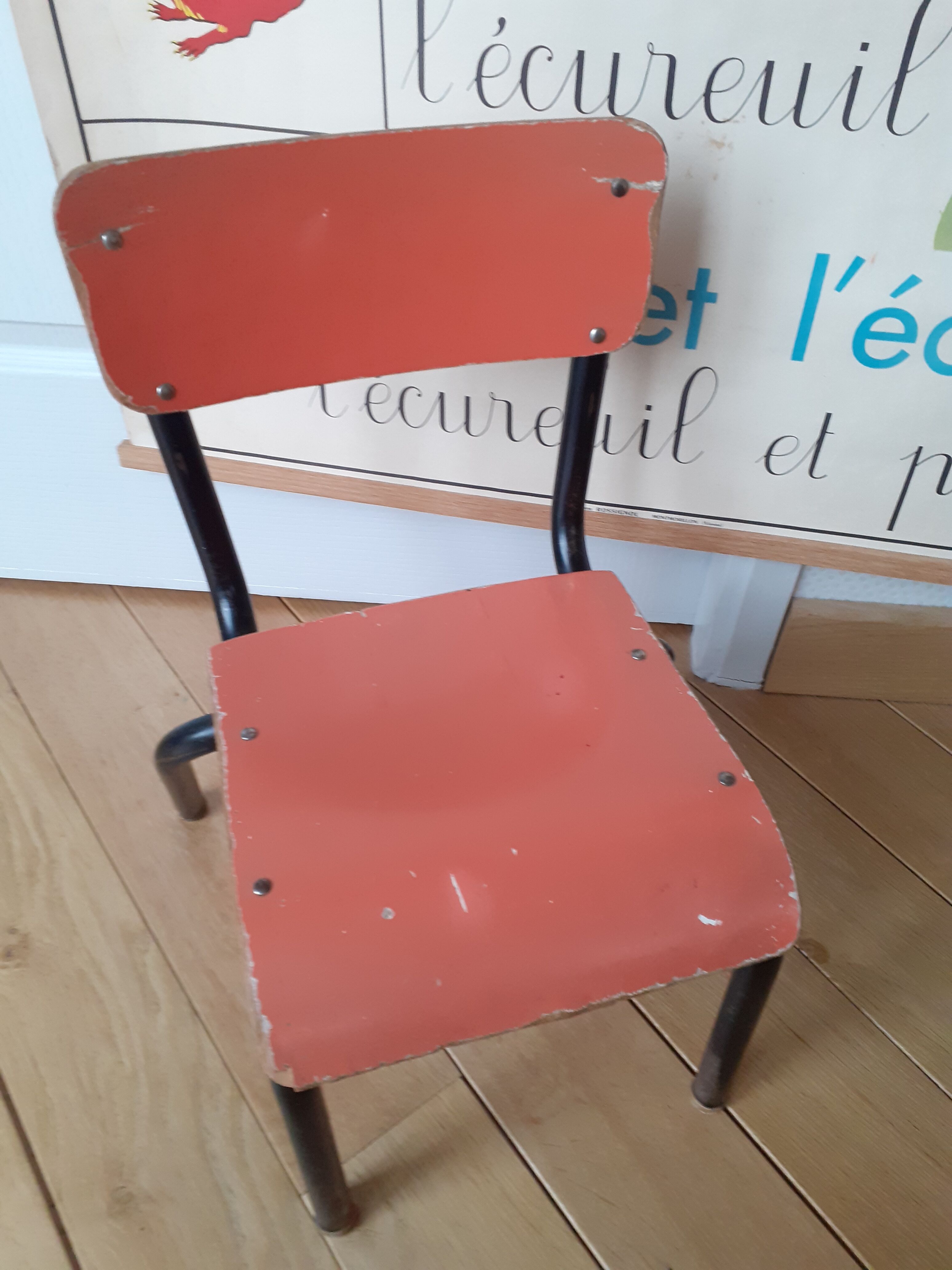Small vintage school table and its little chair
