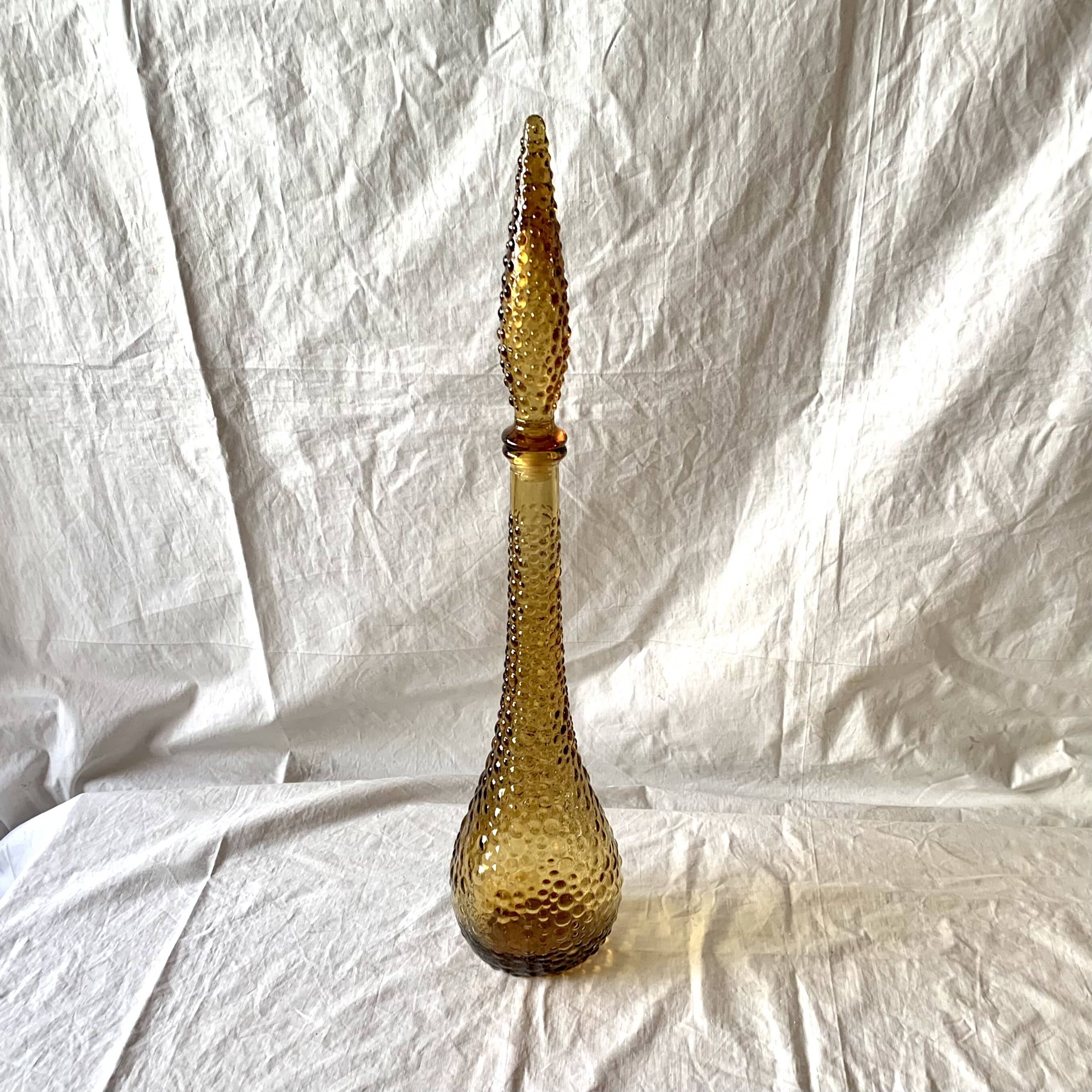 Genie bottle in amber yellow Empoli glass