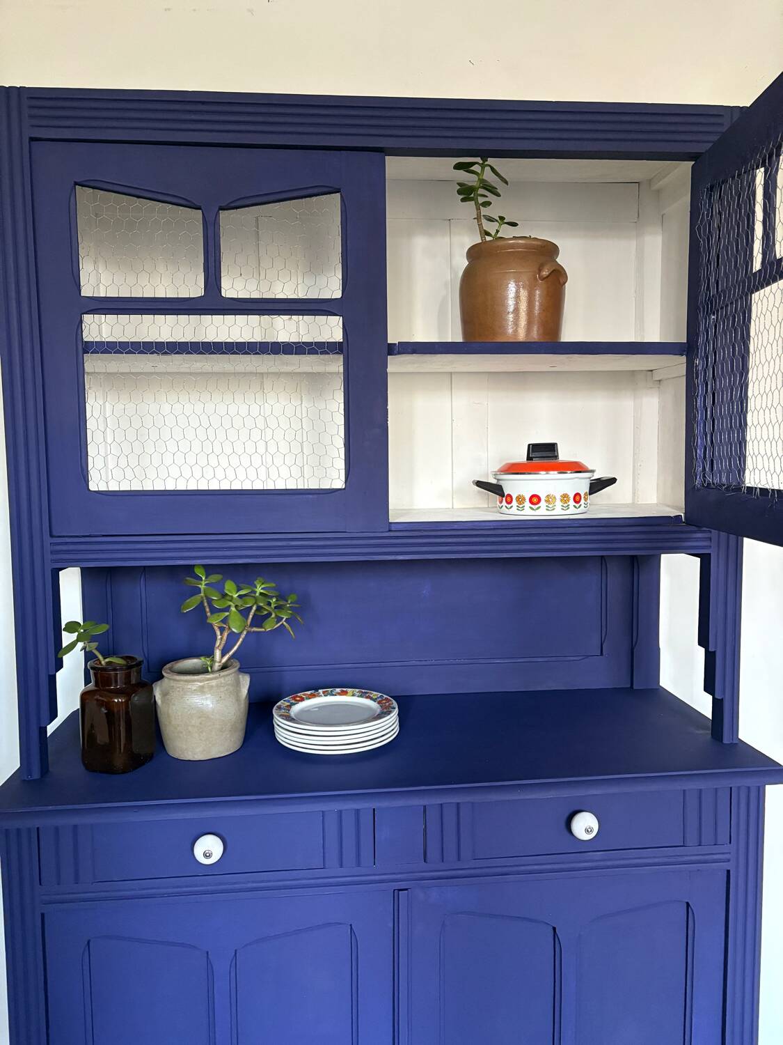 Parisian blue oriental buffet cabinet