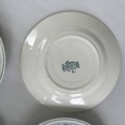 Lot 6 blue and green ironstone plates, antique French earthenware.
