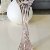 Large Floral Design Vase. Blown Murano Art Glass. Pink Tones, 30.5cm