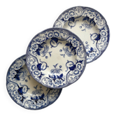 Three Flora ironstone soup plates, Creil and Montereau, late 19th century