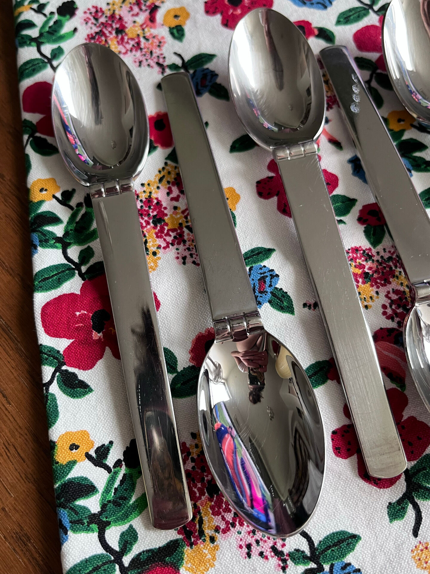 Set of 6 silver-plated table spoons by Hermès, "Charnière"