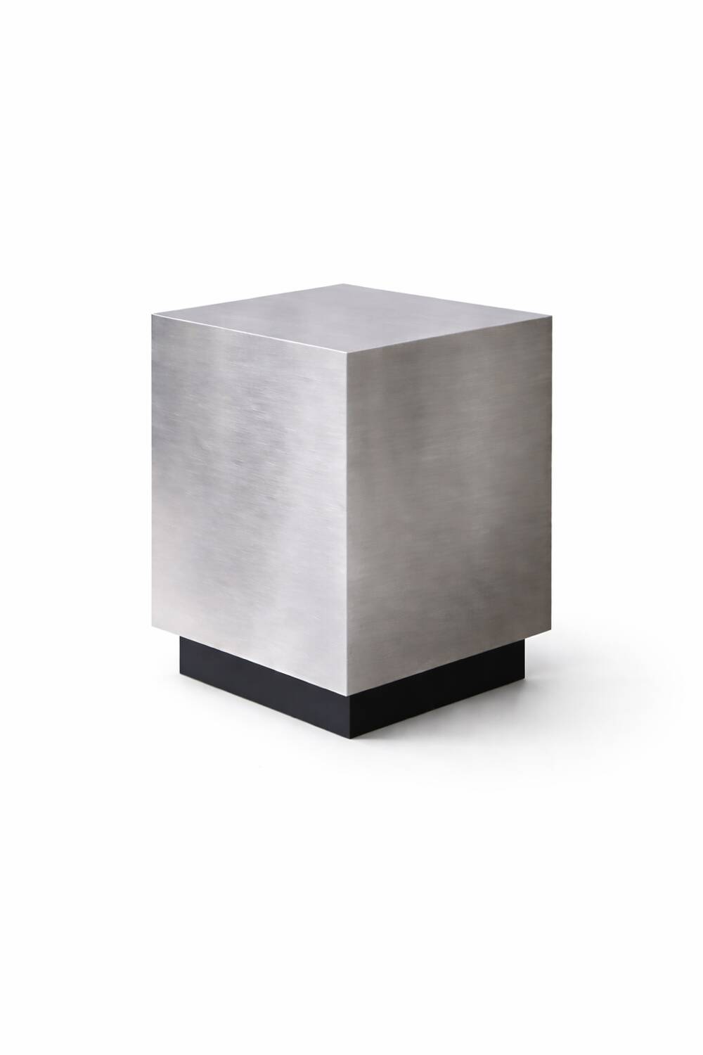 Table de chevet monolithe en aluminium brossé
