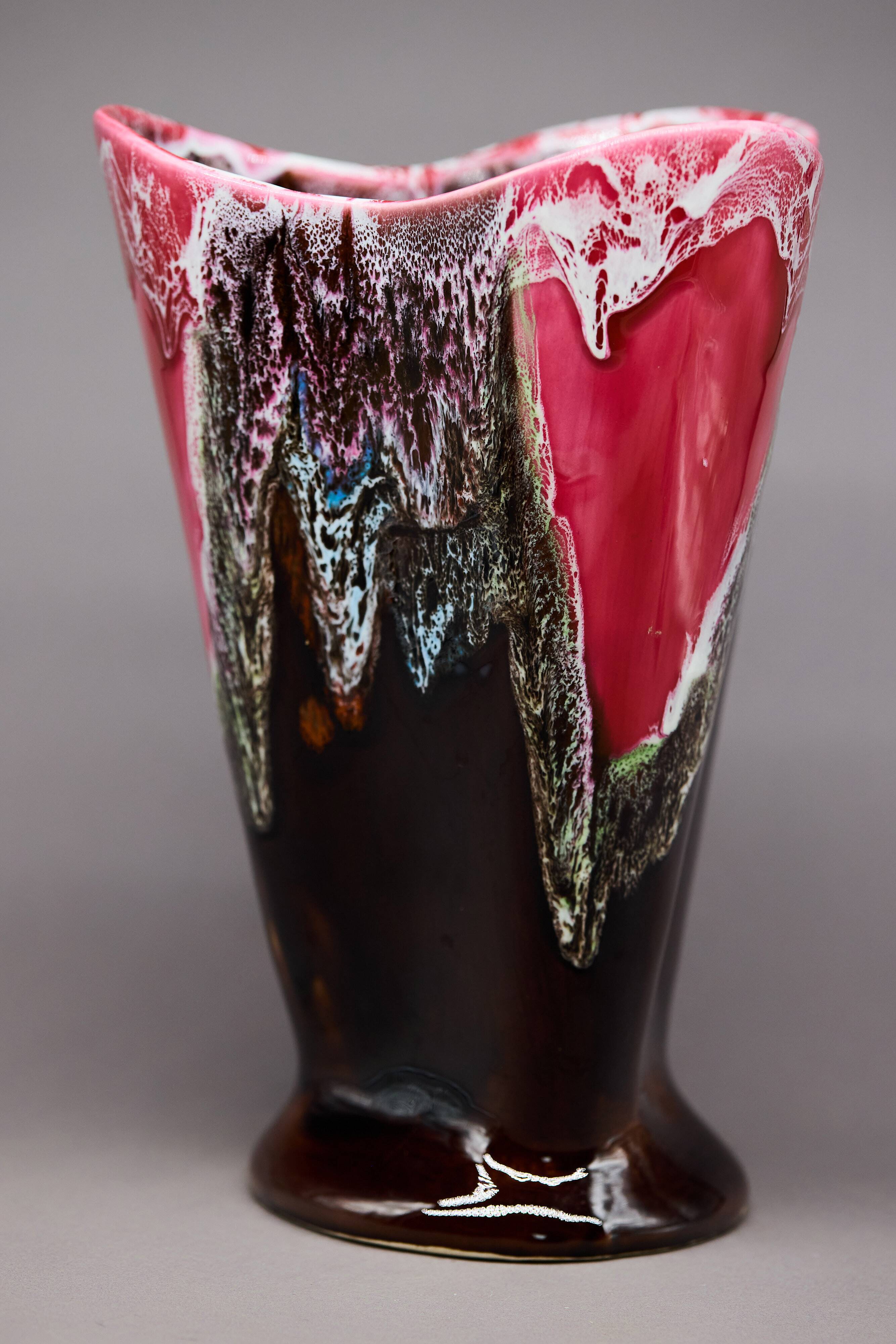 Large Vallauris fat lava polychrome vase – signed ceramic, circa 1960