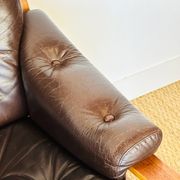 Scandinavian leather and teak bench from the 1960s.