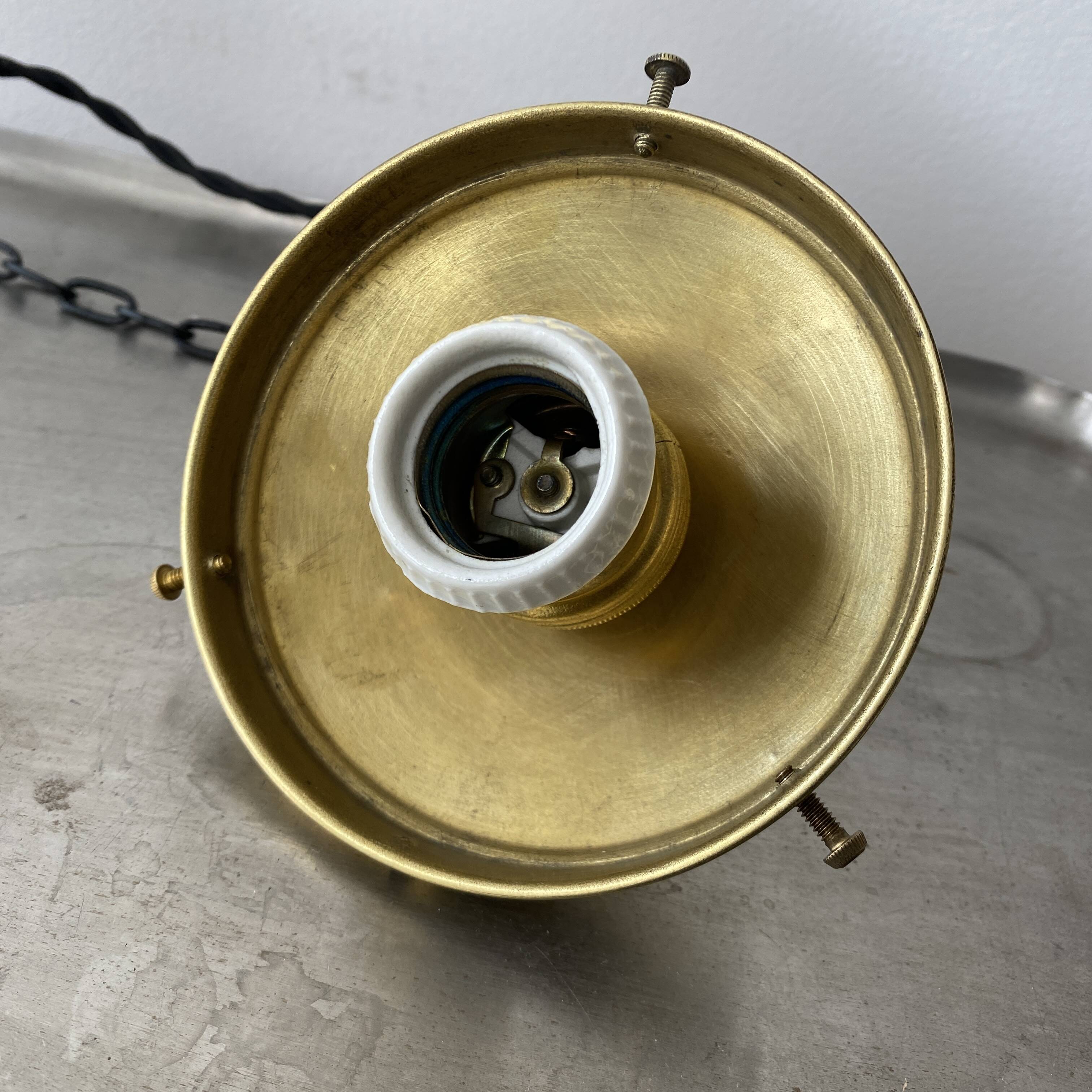OLD VINTAGE ART-DECO XL HALF-SPHERE SUSPENSION LAMP