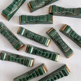 12 vintage green and gold ceramic knife holders from the 50s