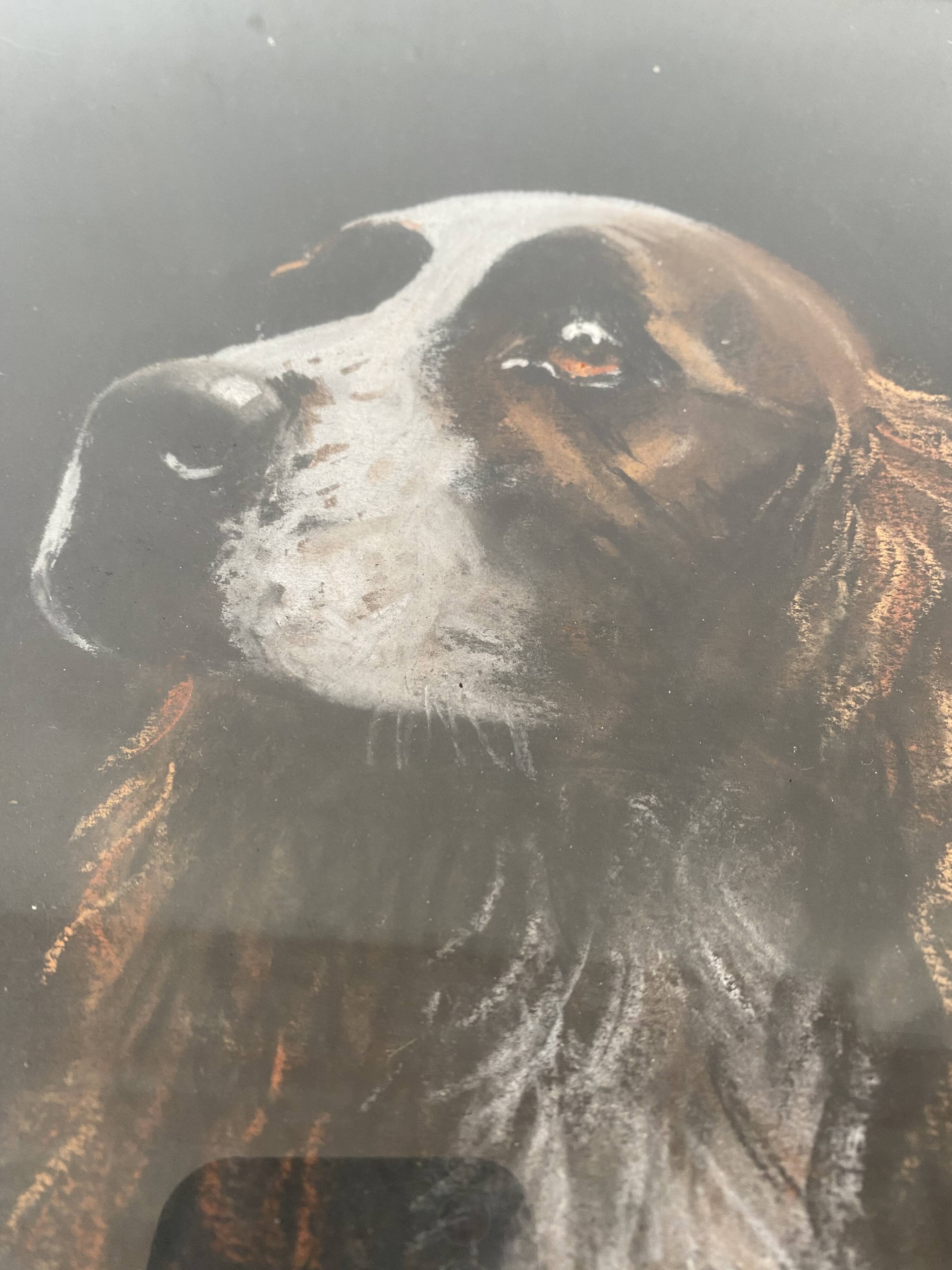 Framed pastel English Springer Spaniel dog