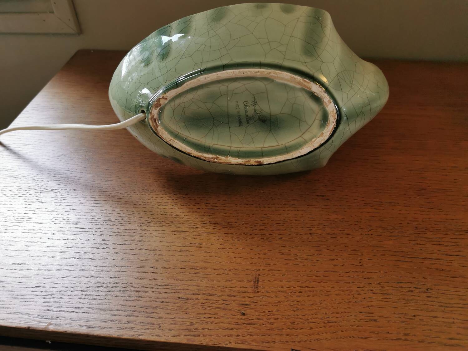 Vintage ceramic bird lamp base from Charolles