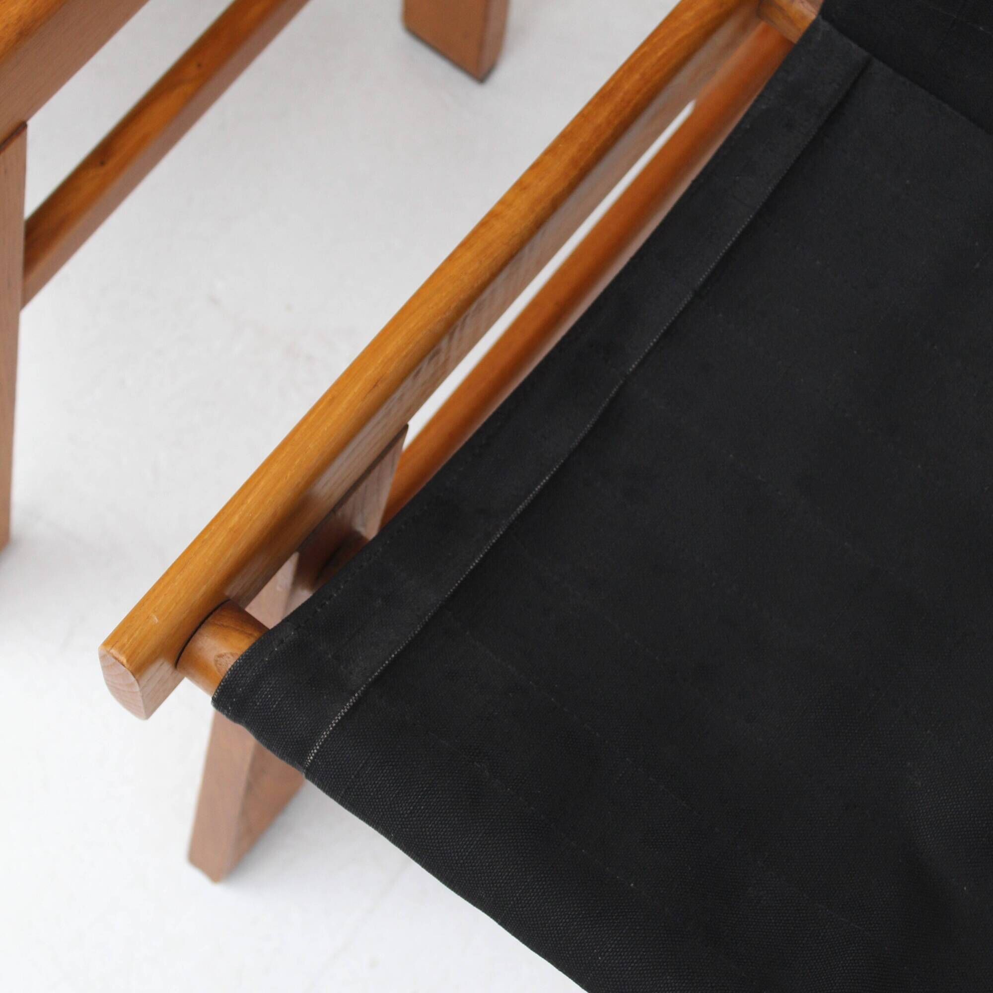 Set of Italian wooden chairs with black fabric