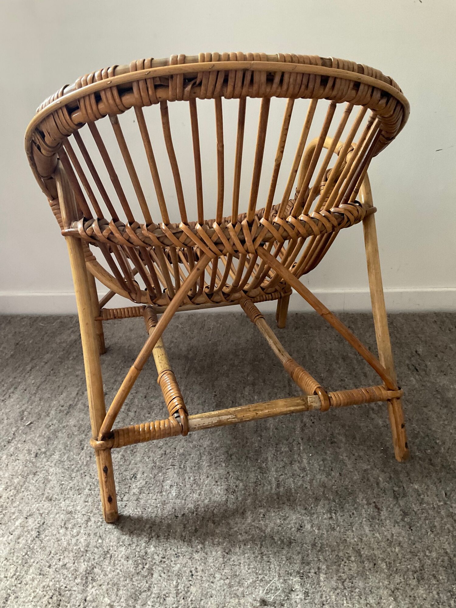 Children's armchair rattan shell from the 70s