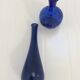 Decorative trio of blue glass vases