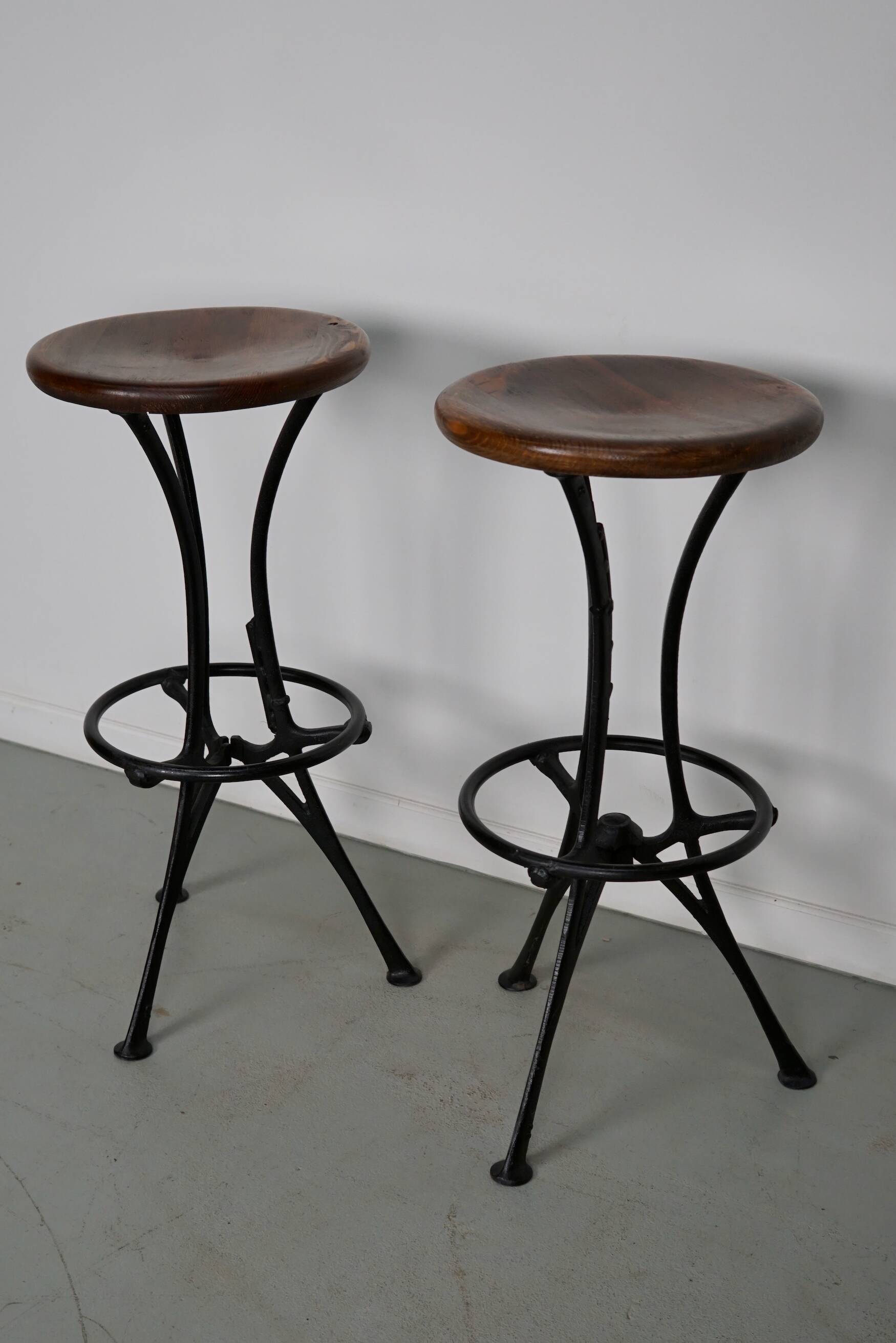 Pair of Italian Industrial Workshop Stools / Bar Stools
