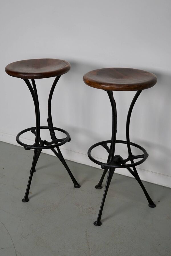 Paire de tabourets d'atelier / tabourets de bar industriels italiens