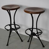 Pair of Italian Industrial Workshop Stools / Bar Stools