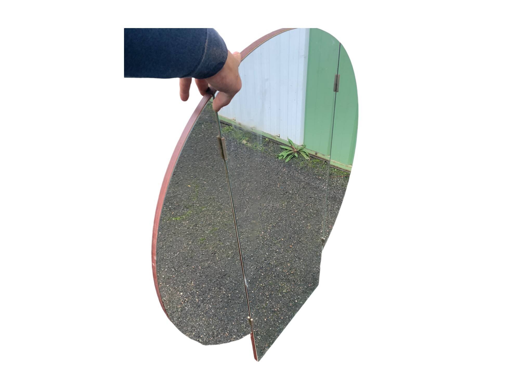 Large round triptych wall mirror, 112 cm