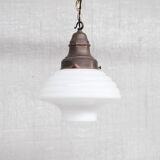 Opaline and Brass French Pendant Light