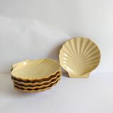 Set of 5 vintage beige ceramic scallop shells