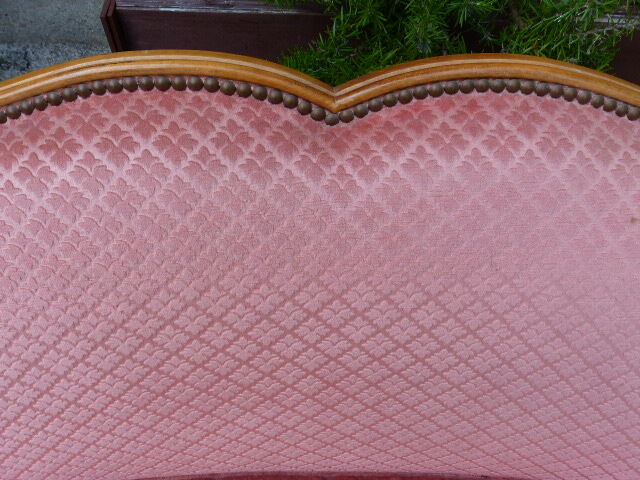 Pink velvet vintage sofa bench