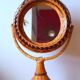 Woven wicker standing mirror