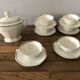 Set of 6 porcelain cups with matching sugar