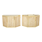 Pair of travertine brass cabinets by Alfredo Freda 1975