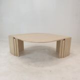 Table basse en travertin italien, années 1980