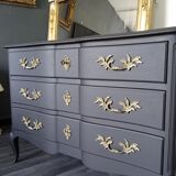 Black curved chest of drawers Louis XV style