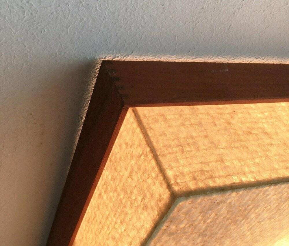 Mid-Century Minimalist Cocoon Ceiling Lamp in Teak, 1960s
