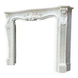Louis XV style fireplace in white Carrara marble circa 1980