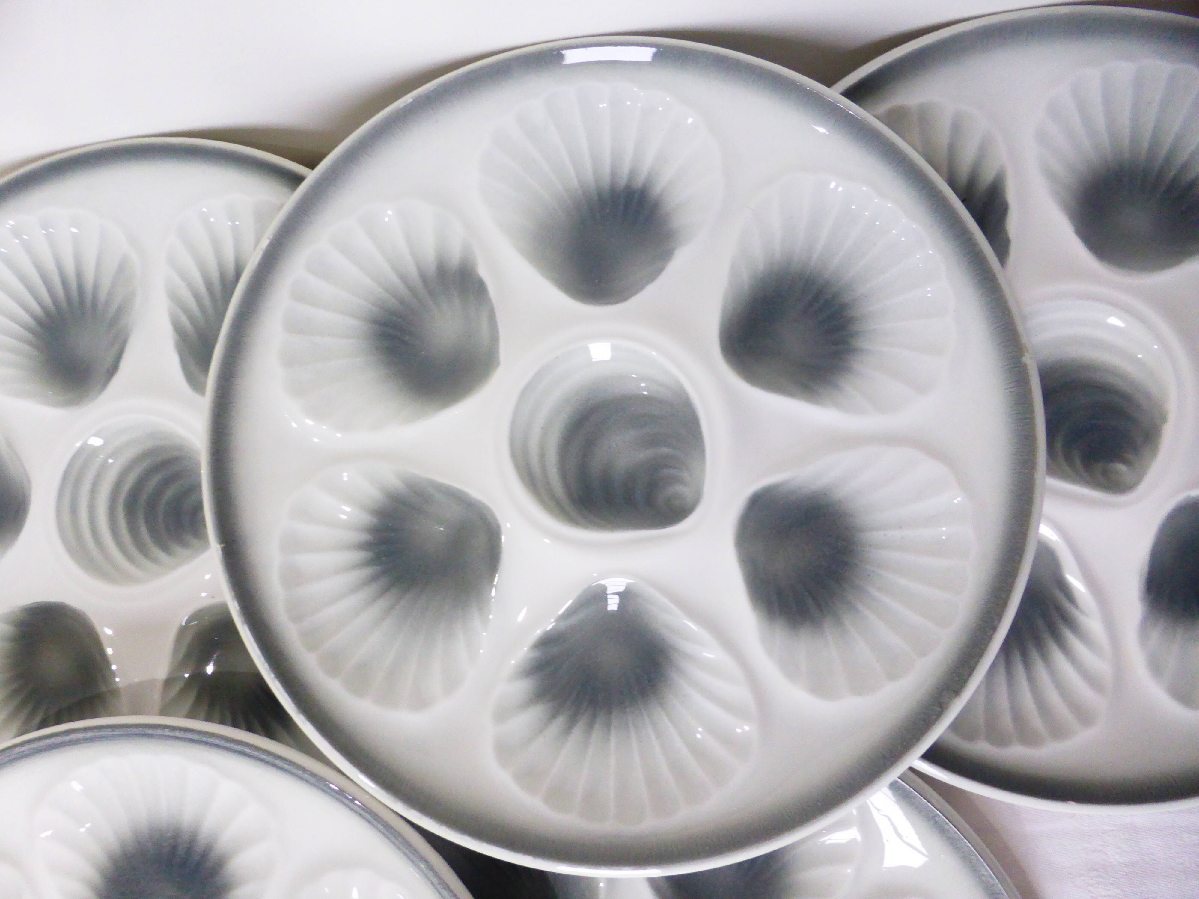 6 vintage oyster plates from Moulin des Loups and Orchies
