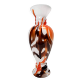 White, Orange and Brown Murano Glass Vase by Carlo Moretti, Italy