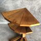 Guéridon d'angle en bois clair vintage