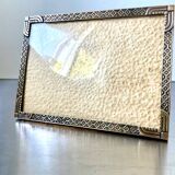Vintage art deco  metal brass picture frame 15 cm x 11 cm convex glass