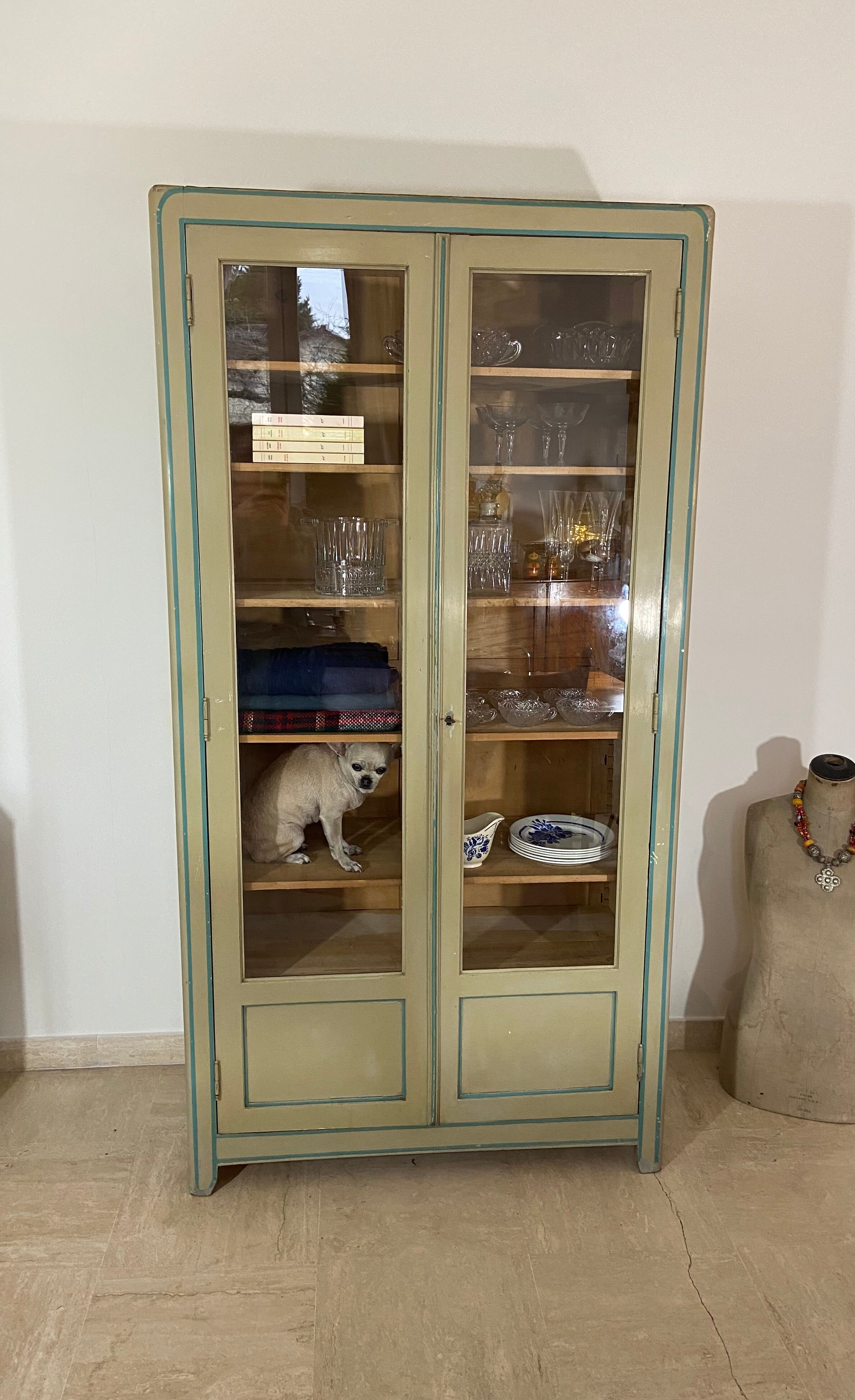 Glass-glazed Parisian wardrobe 1950