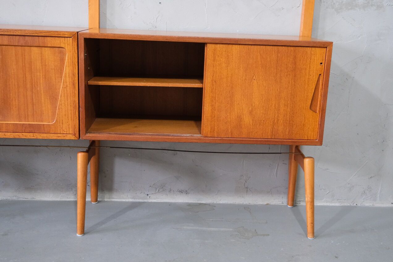 Mid-Century Modular Free Standing  Teak Wall Unit by Kjell Riise for Brodrene Jatogs, Norway, 1960s
