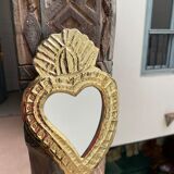 Miroir coeur en laiton type ex-voto habibi