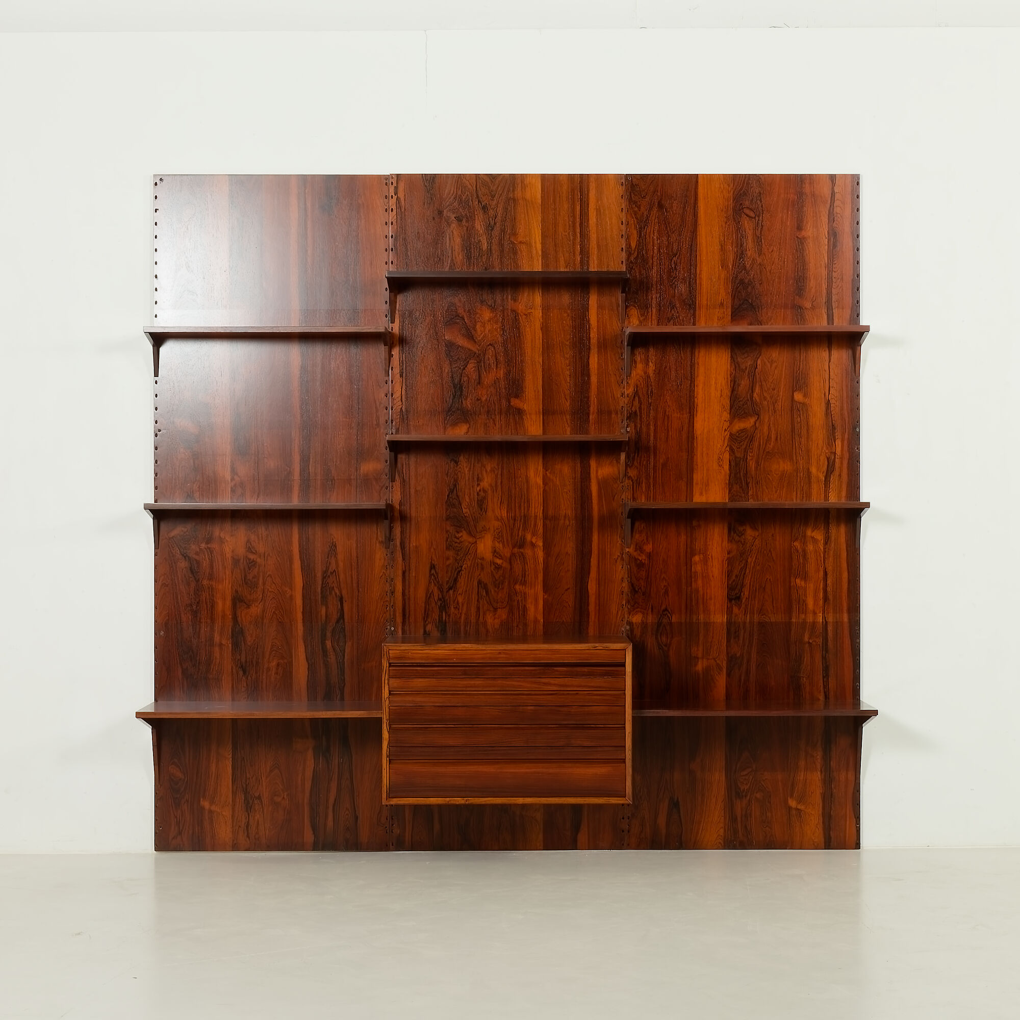 Poul Cadovius rosewood wall unit with back panels Cado, Denmark, 1960s
