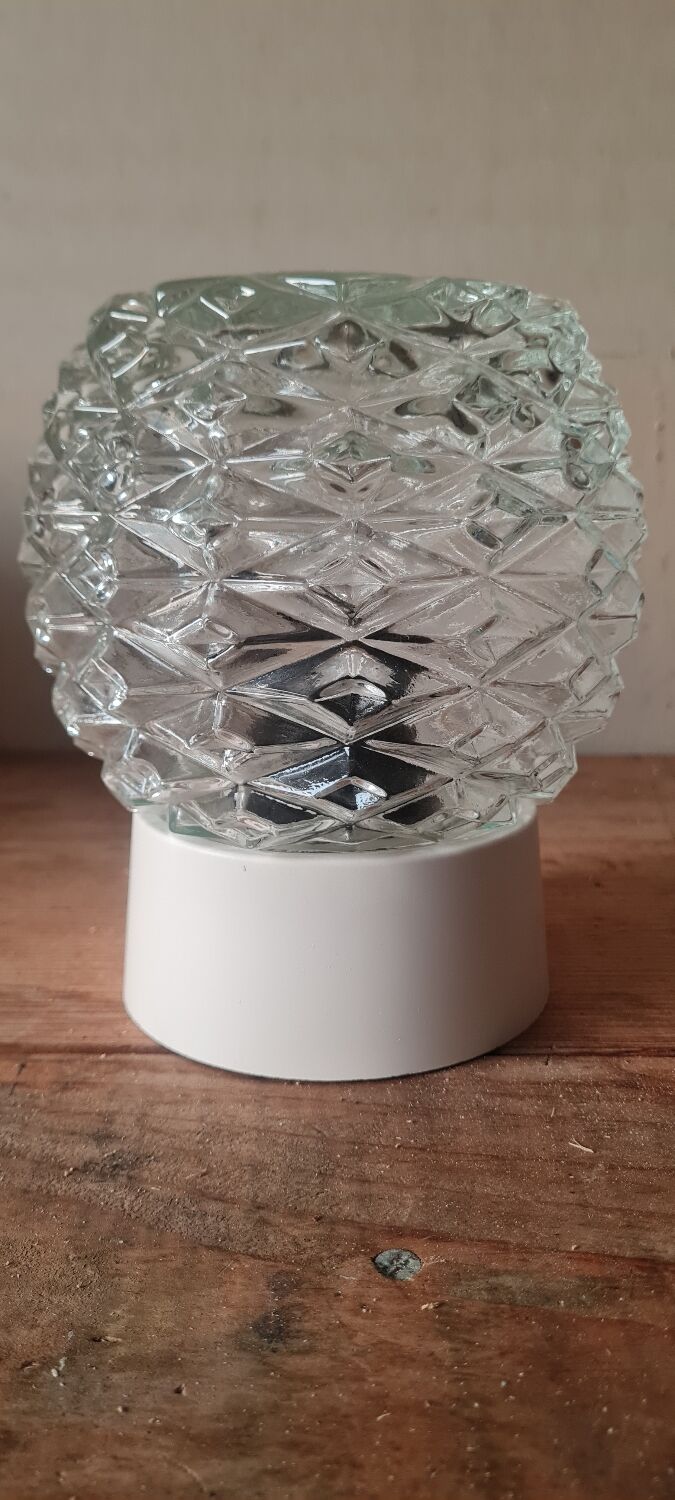 1970s chiseled glass wall light