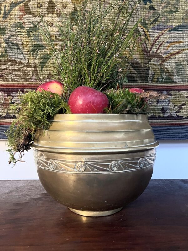 Cache-pot Art Deco en laiton  Villedieu