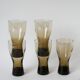 Set of 5 large Long Drink glasses in smoked glass Design, 1970