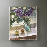 Tableau "Nature morte à la fenêtre" milieu XXème