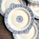 6 flat plates Gien in ironstone, "Arabesques" service, 1880-1930